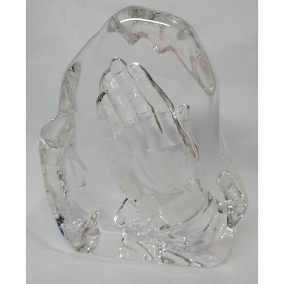 Praying Hands Sculpted Glass Heavy Beautiful Piece As Pictured - Picture 1 of 10
